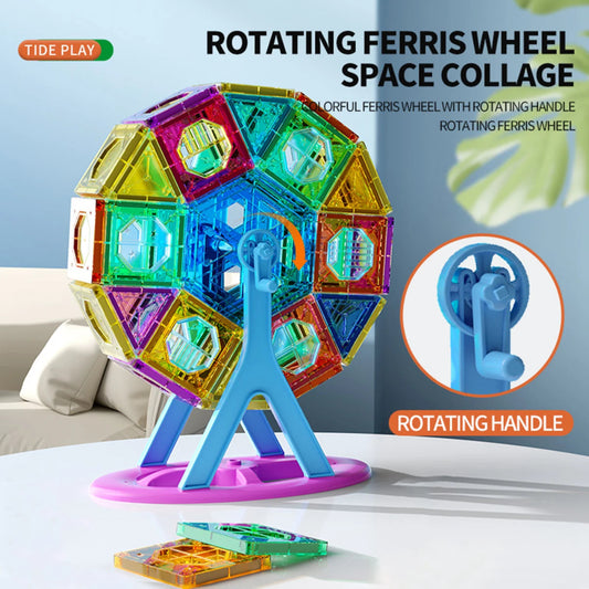 3D magnetic Ferris wheel building toy for creative kids play.