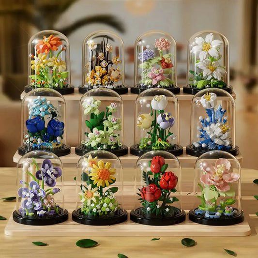 Assorted DIY flower bouquet built from micro blocks
