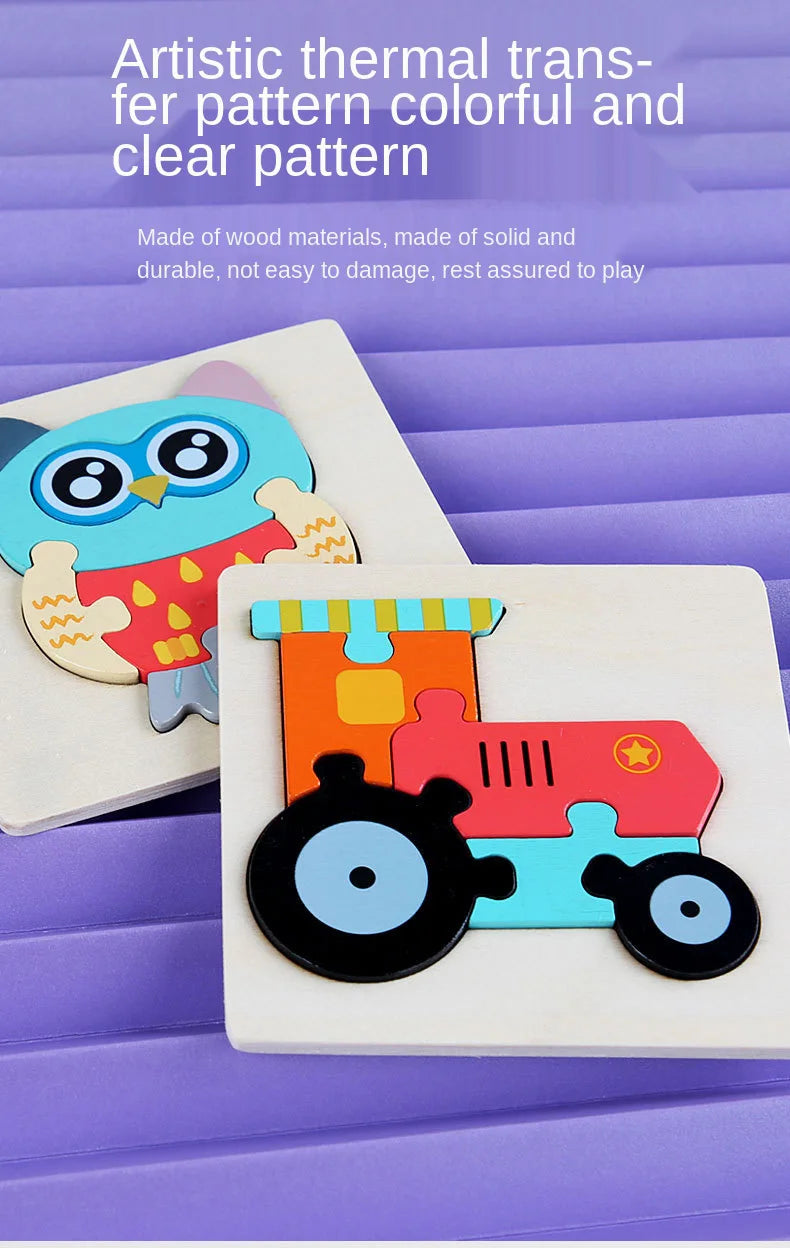 3D Animal Jigsaw Puzzle – Montessori Wooden Toy for toddlers 🐯🦒
