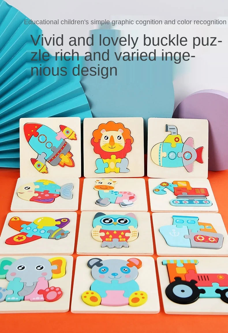 3D Animal Jigsaw Puzzle – Montessori Wooden Toy for toddlers 🐯🦒