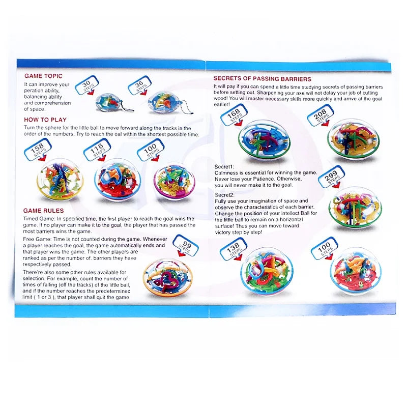 Packaging of 3D Magic Intellect Maze Ball Track Puzzle toy for kids and adults