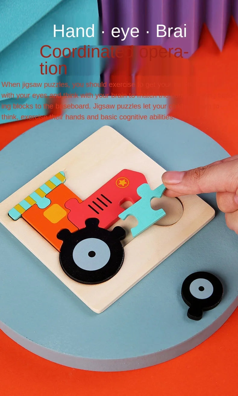 3D Animal Jigsaw Puzzle – Montessori Wooden Toy for toddlers 🐯🦒