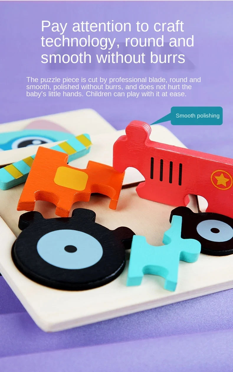 3D Animal Jigsaw Puzzle – Montessori Wooden Toy for toddlers 🐯🦒