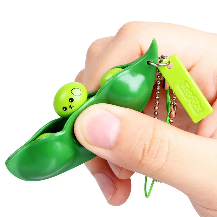 Peapod fidget toy with cute face bean