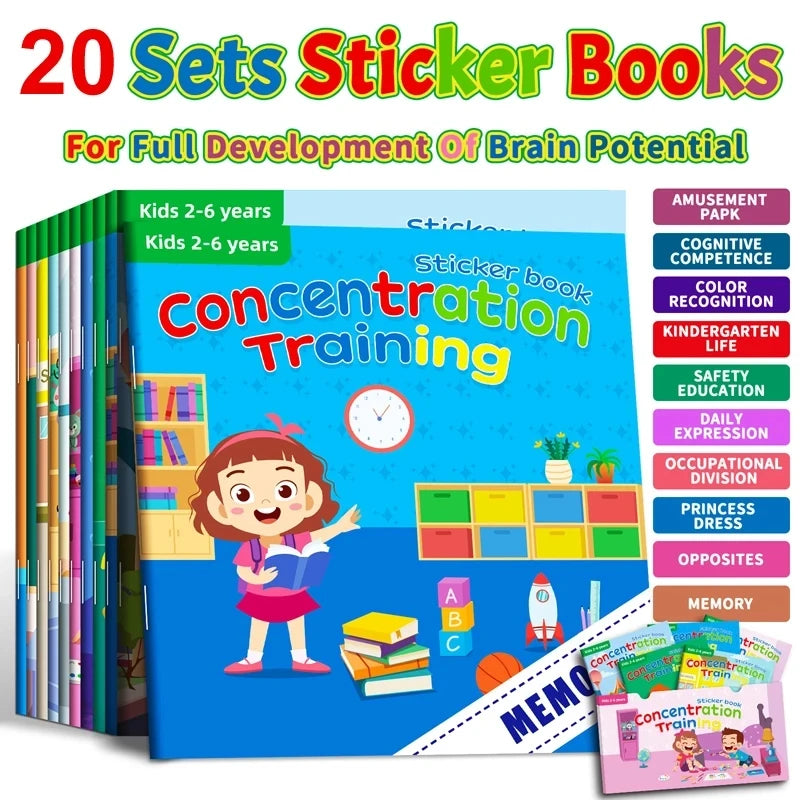 Montessori cartoon sticker book for preschoolers
