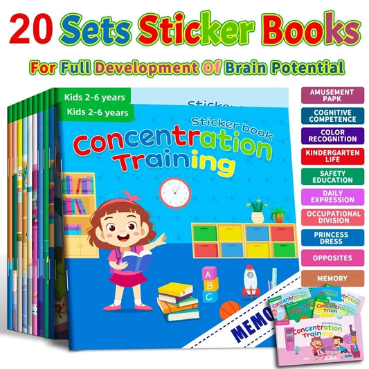 Montessori cartoon sticker book for preschoolers