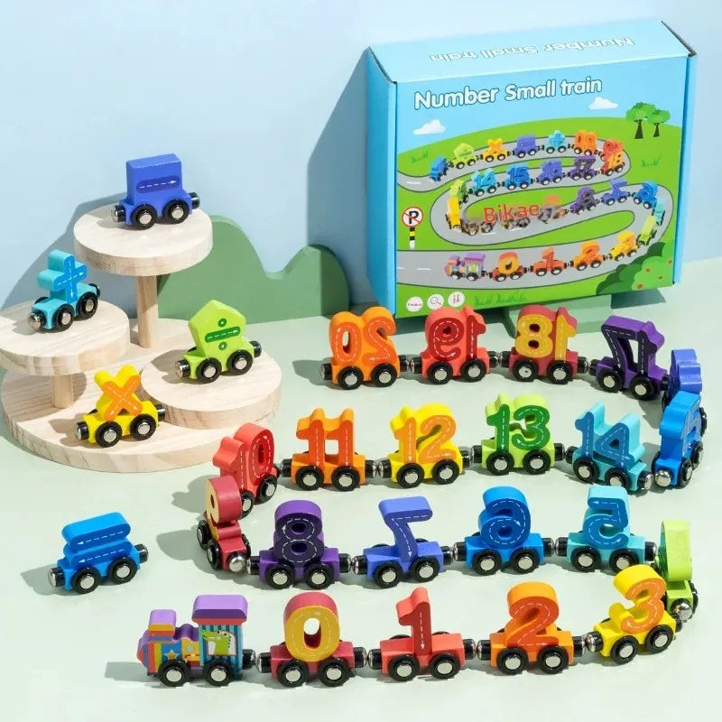 TrainBright Montessori Magnetic Wooden Train Set – Learn Colours & Numbers Through Play