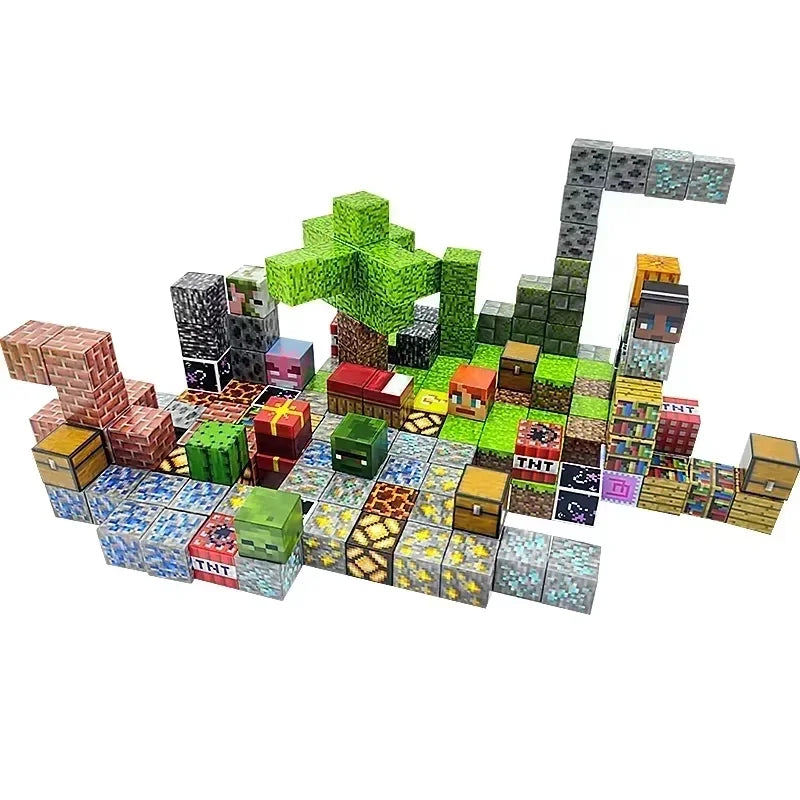 Minecraft-Inspired Magnetic Blocks – STEM Building Toy for Kids 3+
