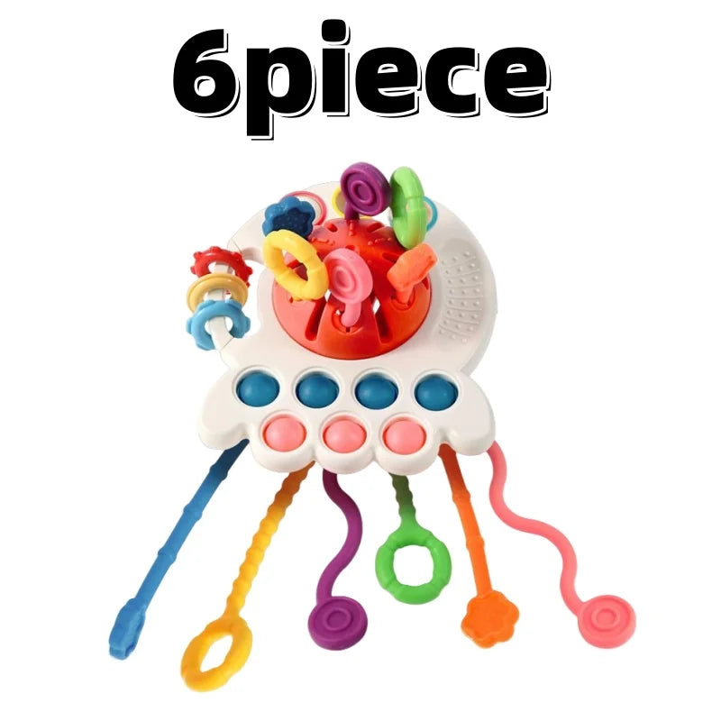 TeetheTrek Baby Sensory Push-Pull Teething Toy – Motor Skill Development for Infants