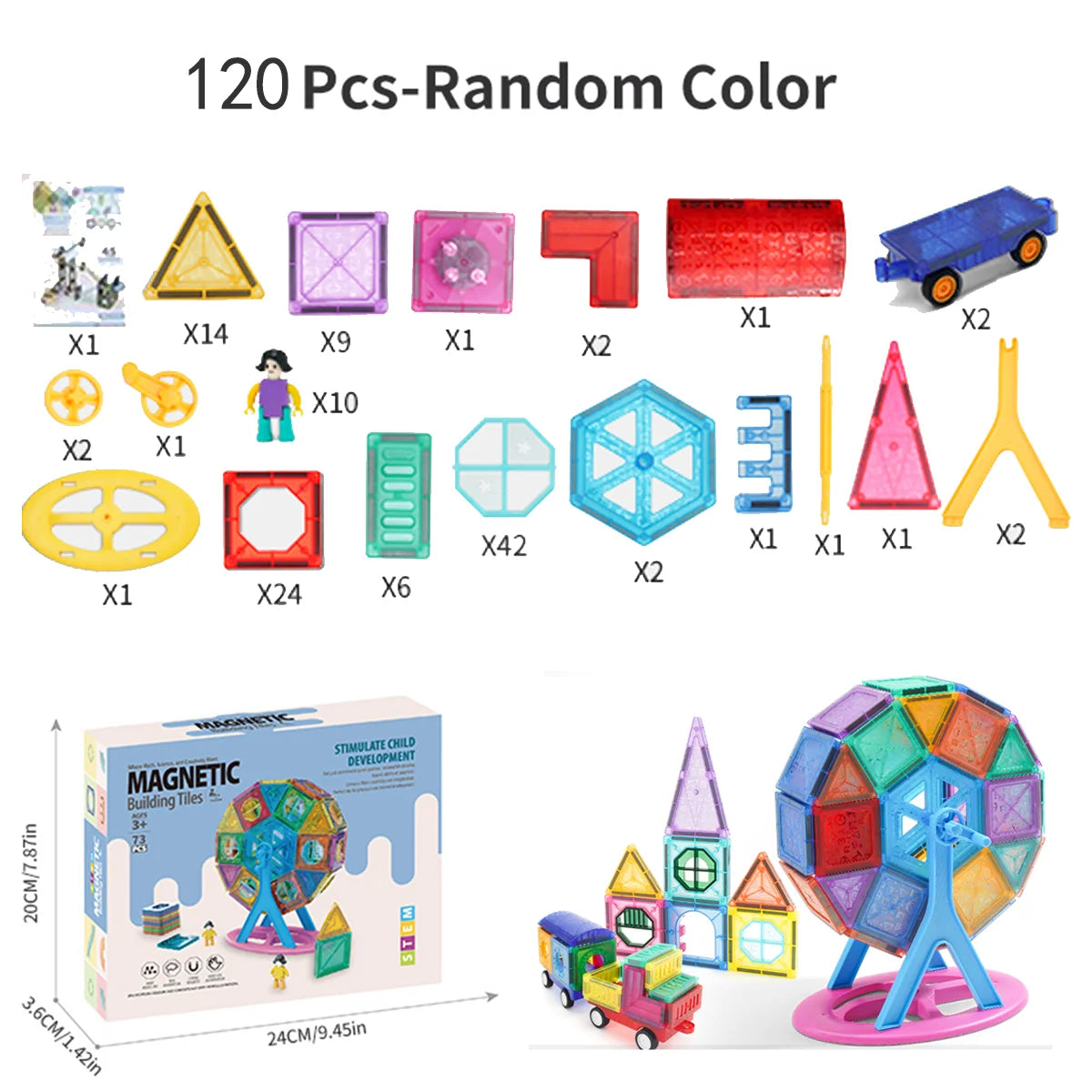 MagnaWhirl Ferris Wheel Magnetic Building STEM Toy for Kids with Autism & ADHD
