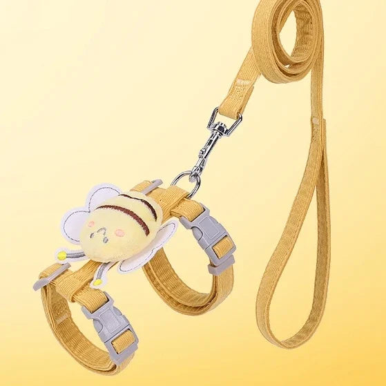 BuzzBuddy Cat Harness & Leash Set – Cute Cartoon Bee Design
