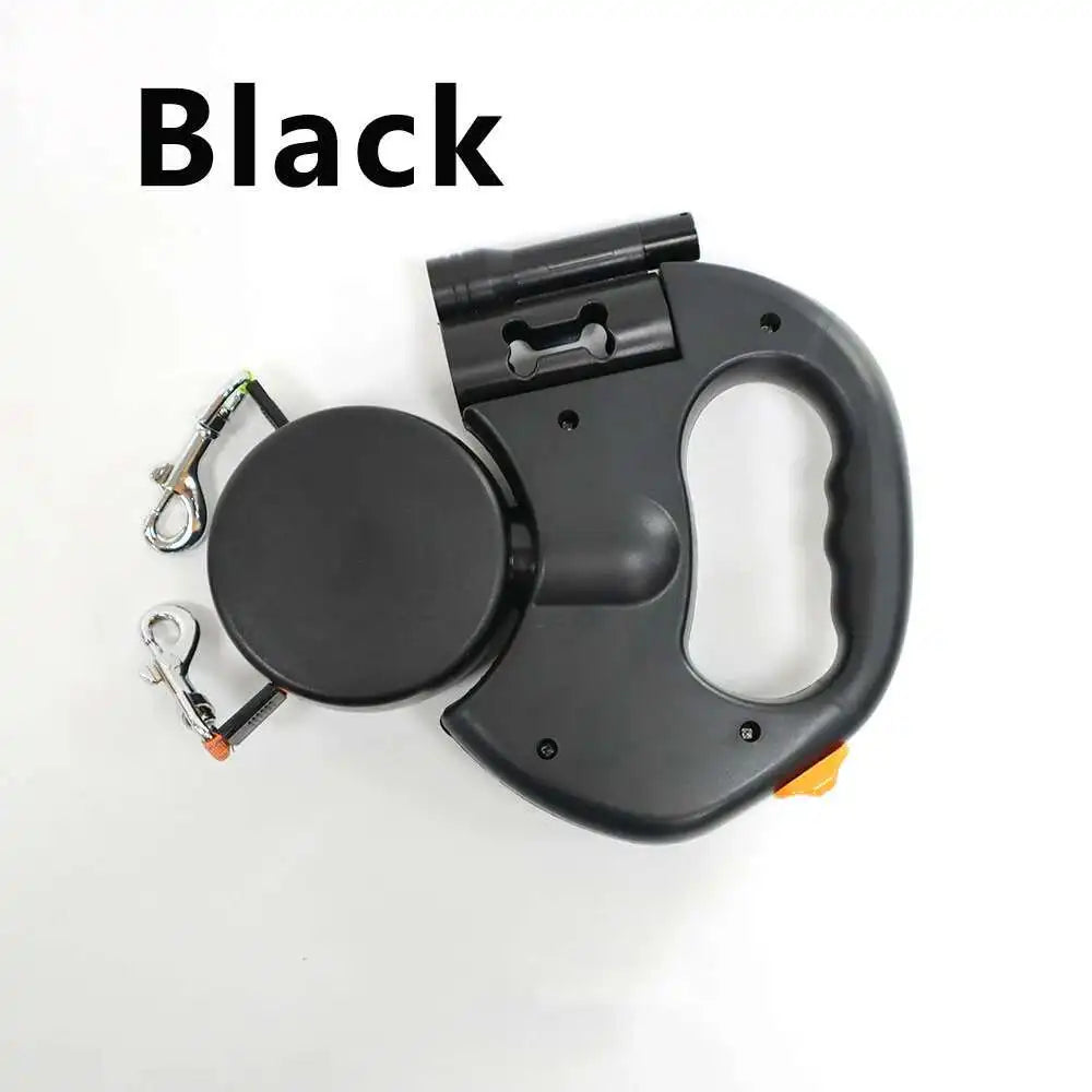 Angle-Free Dual Retractable Leash with LED, 360° Tangle-Free Swivel