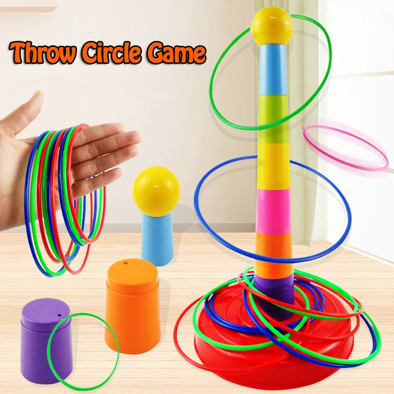 Colourful toddler ring toss and stacking toy set for skill development