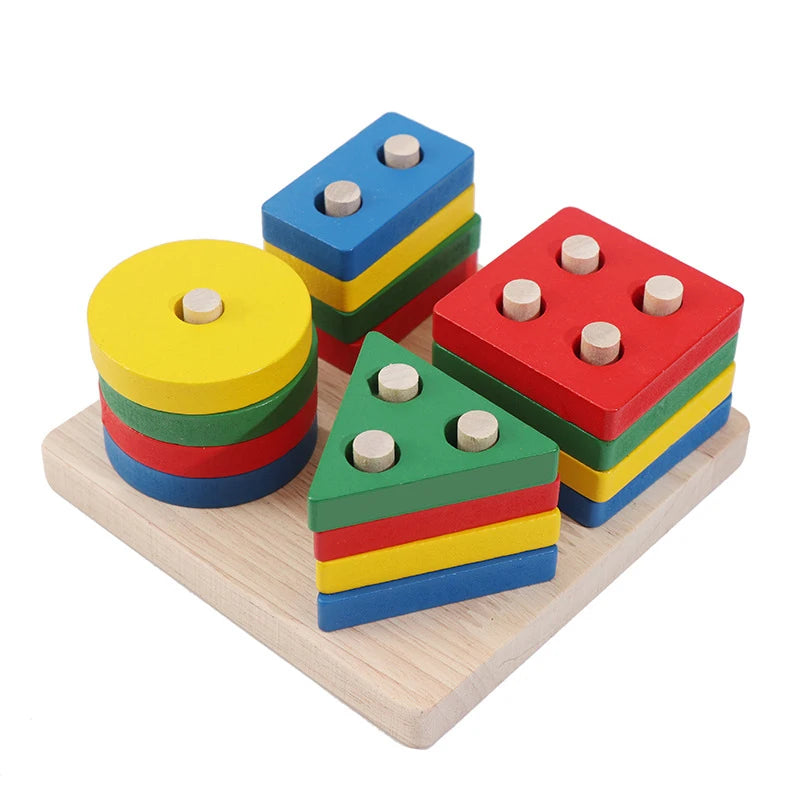 ShapeNest Montessori Wooden Shape Sorter Toy for Toddlers 12 Months+
