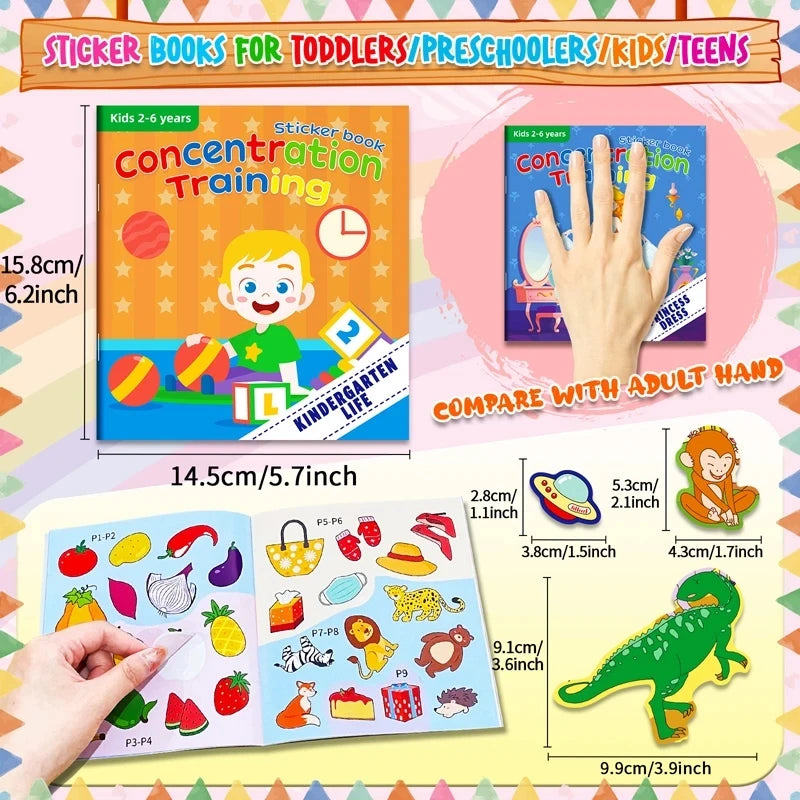 Colorful themed sticker books for ages 3 to 6