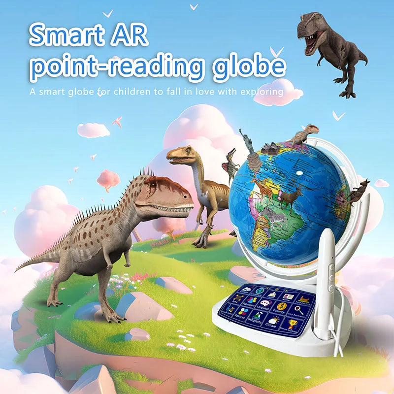 Smart AI reading globe for kids on desk