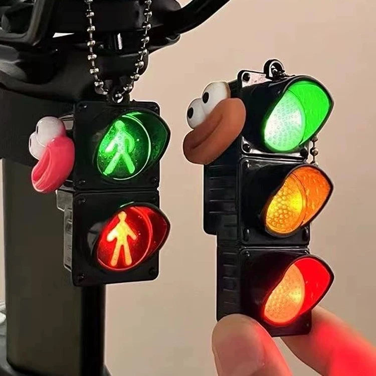 Portable LED traffic light toy with realistic signals for early childhood safety education.
