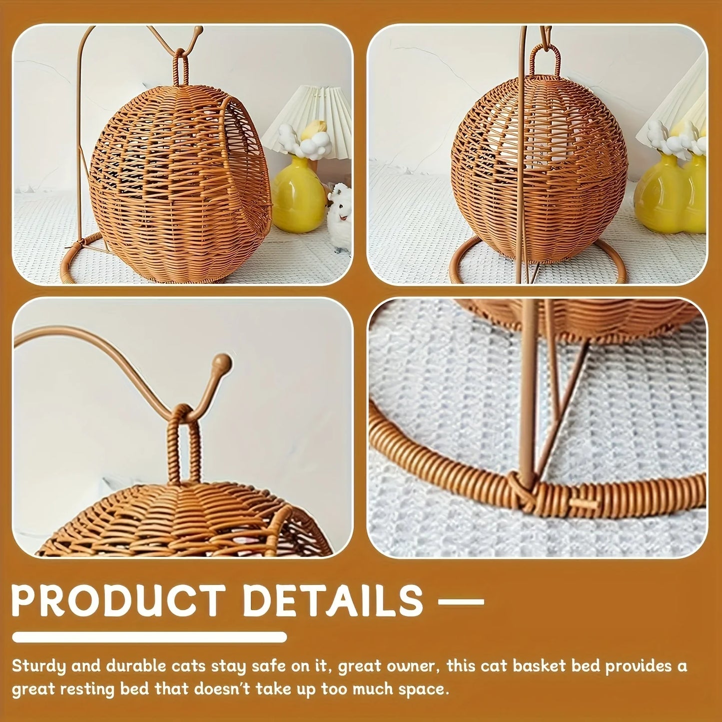 WhiskerNest™ Luxe Hammock Bed – Hand-Woven, Eco-Friendly Cat Basket