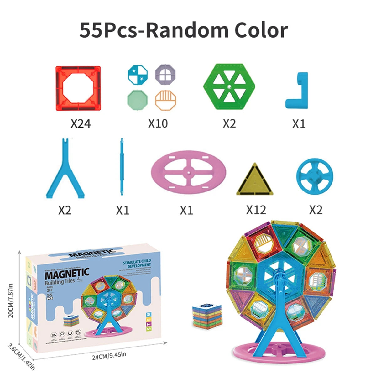 MagnaWhirl Ferris Wheel Magnetic Building STEM Toy for Kids with Autism & ADHD