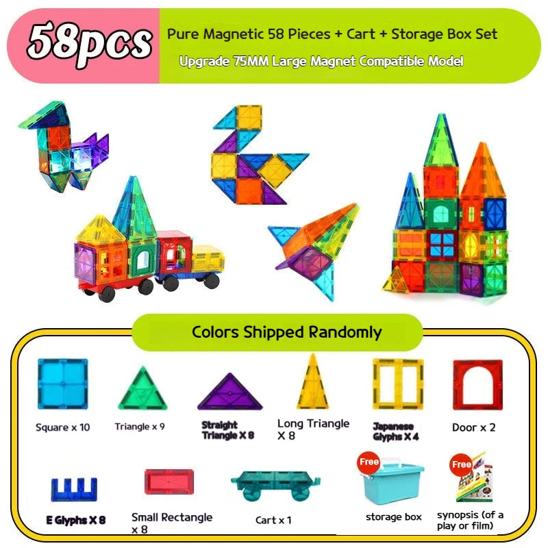BuildBright Magnetic STEM Tiles for Kids' Creative Construction Play