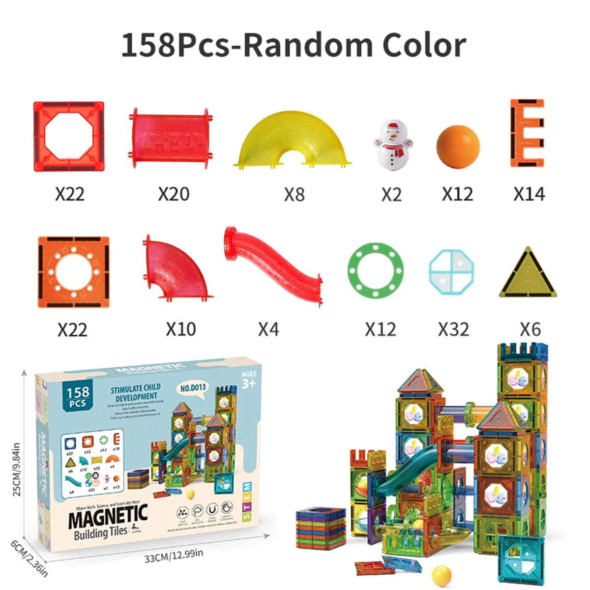 MarbleMaze™ Magnetic Marble Run Tiles – 45-200 PCS STEM Building Set for Kids