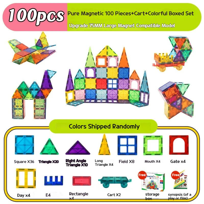 BuildBright Magnetic STEM Tiles for Kids' Creative Construction Play