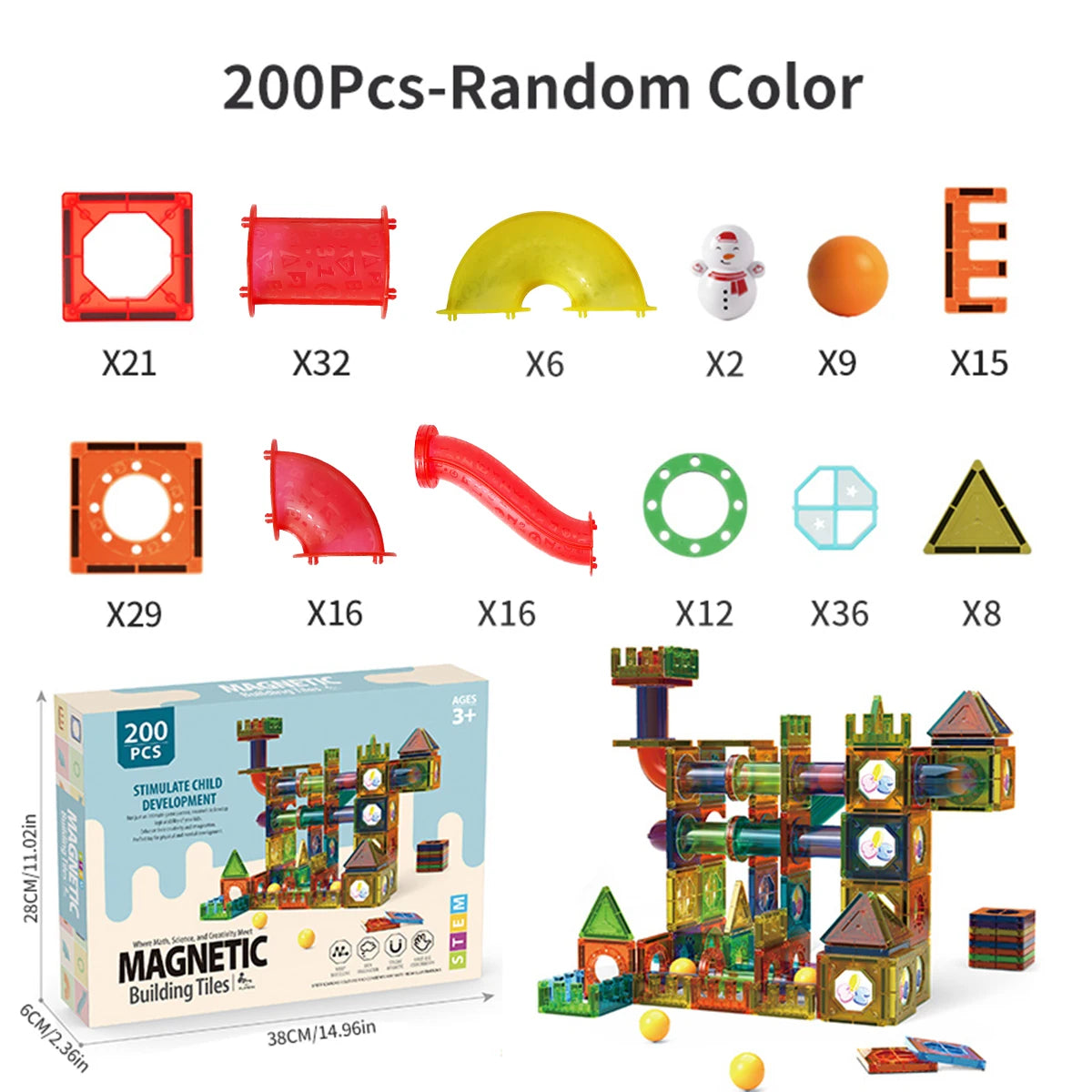MarbleMaze™ Magnetic Marble Run Tiles – 45-200 PCS STEM Building Set for Kids