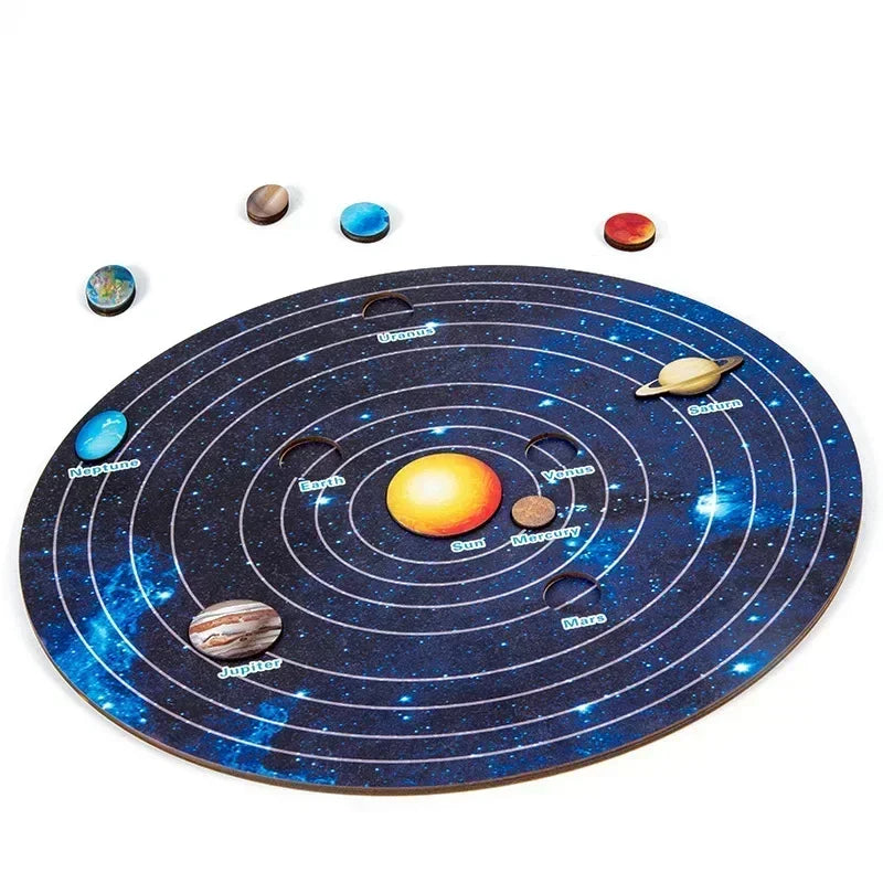 OrbitQuest™ Movable Wooden Solar System Puzzle – STEM Brain Teaser for Kids