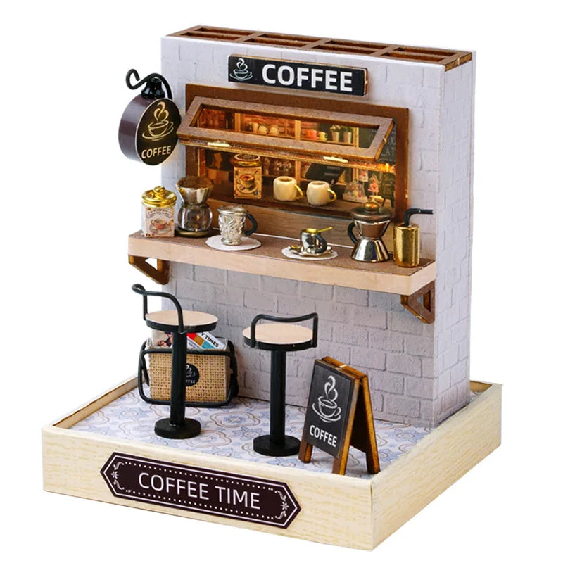 DIY Wooden Café Puzzle | 3D Dollhouse Kit for Creative Kids