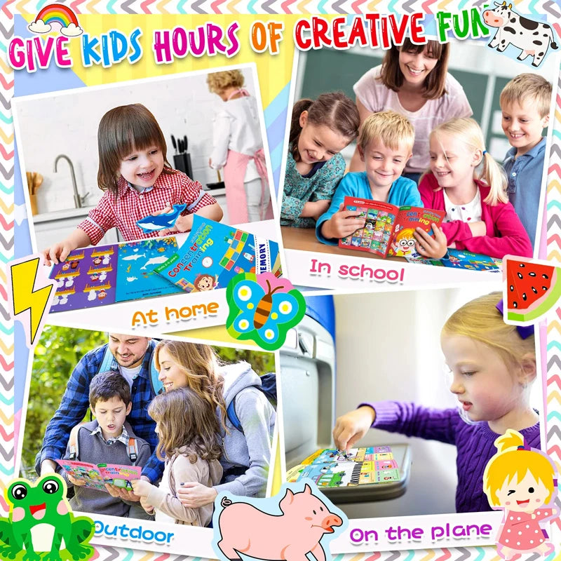 Montessori Educational Cartoon Sticker Books for Kids Age 3–6