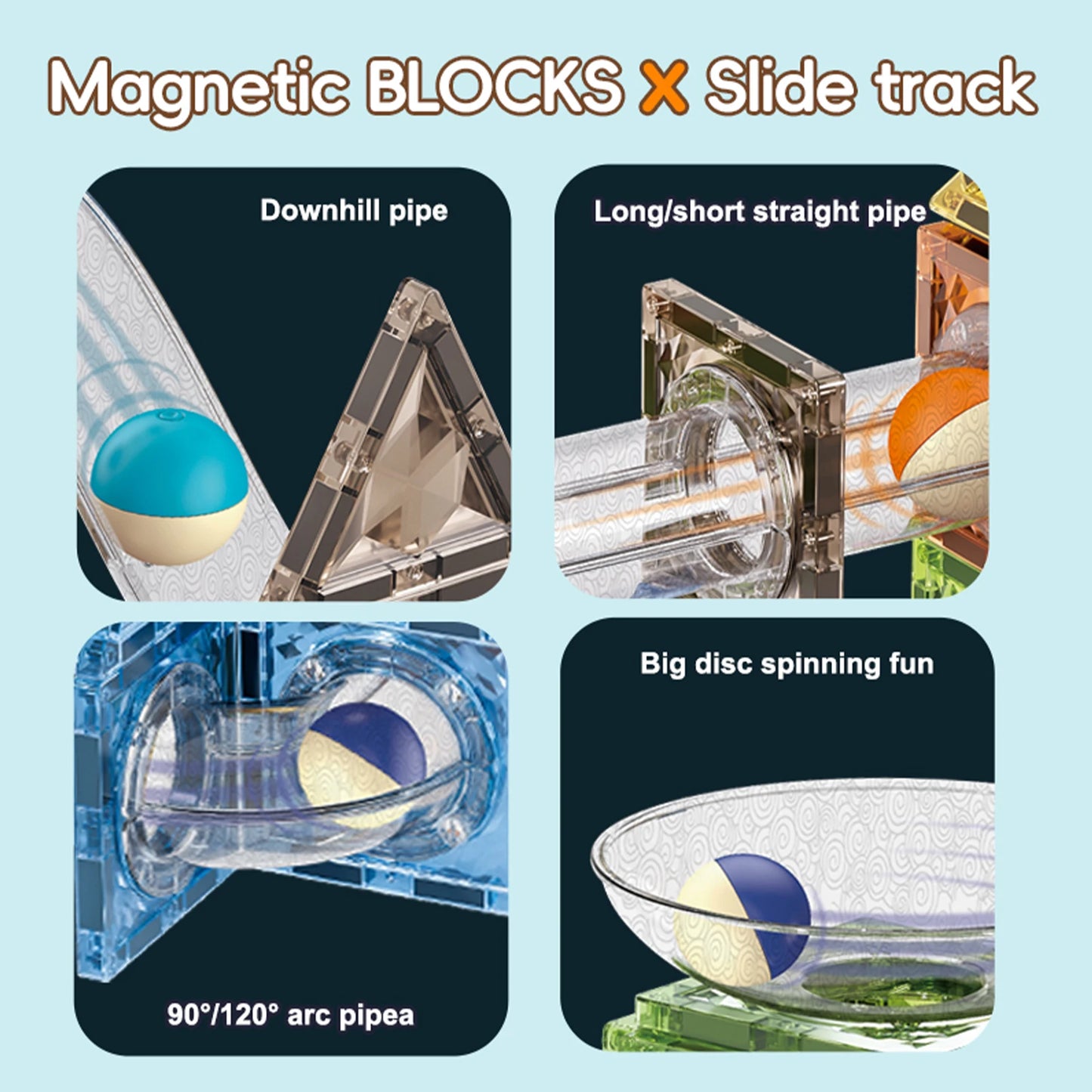 Magnetic Marble Tiles – STEM Building Set with Glowing Marbles for Kids 4+