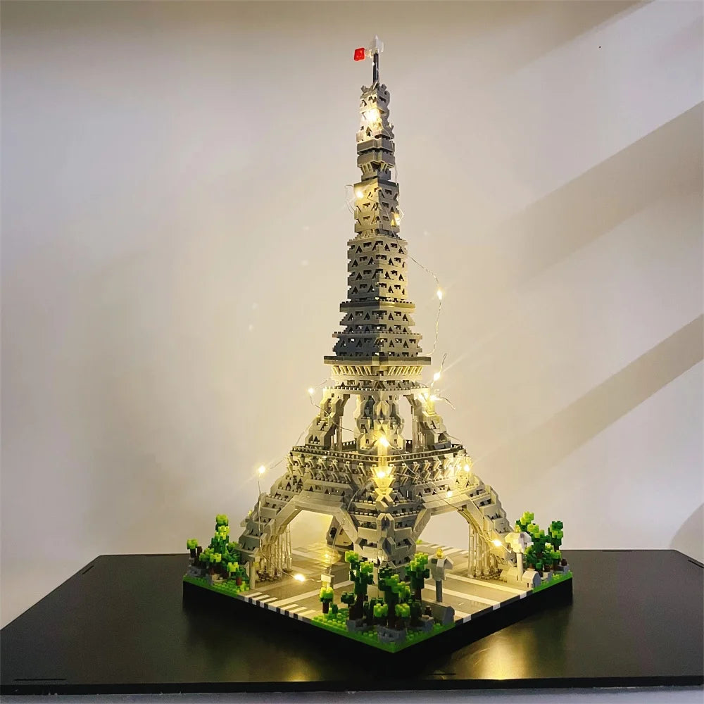 Mini Eiffel Tower Building Blocks Set with LED Light – Paris Model Kit