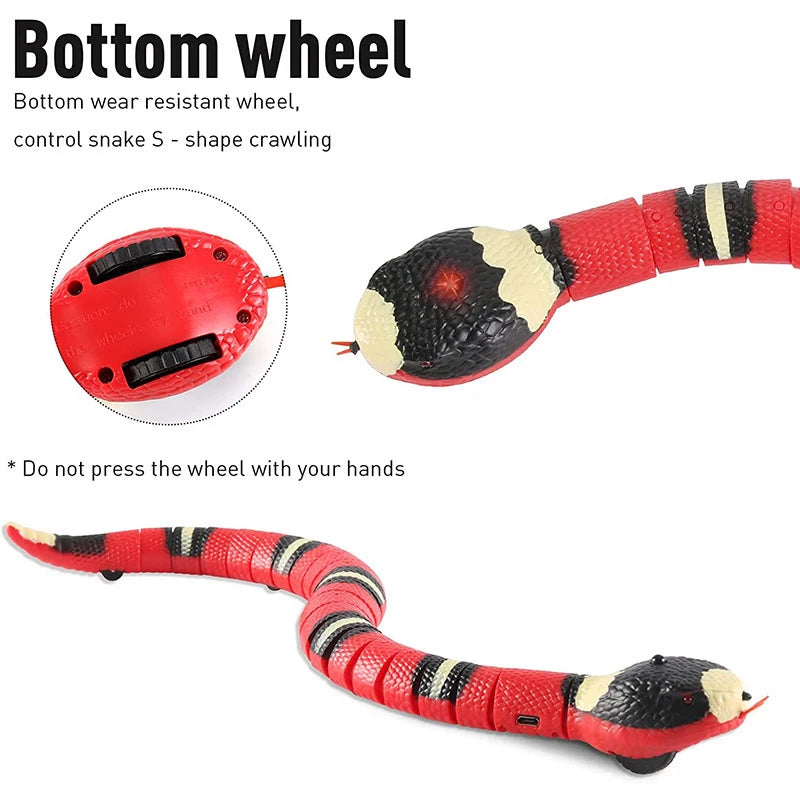 Durable lifelike snake toy for feline exercise and mental stimulation.