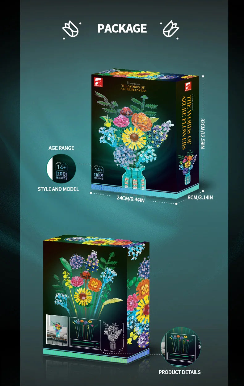 1009PCS Sunflower Building Blocks | Creative Floral DIY Gift Set