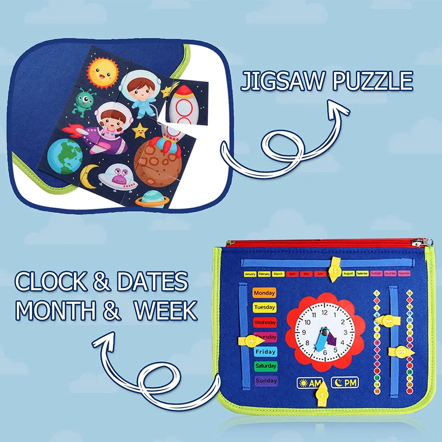 Montessori Busy Board – Sensory Toy for Toddlers & Autism Support (Ages 2–5)