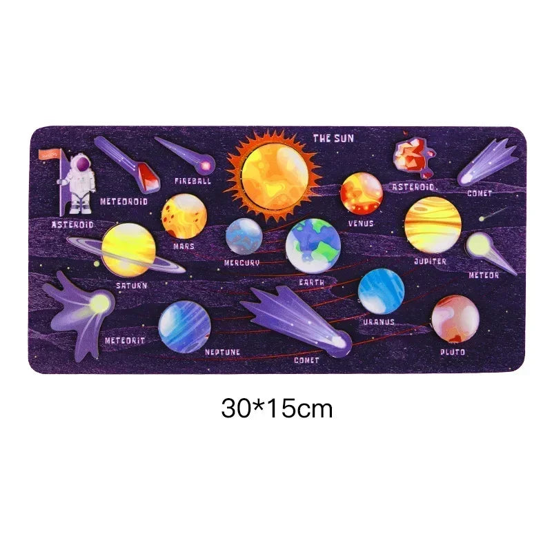 OrbitQuest™ Movable Wooden Solar System Puzzle – STEM Brain Teaser for Kids