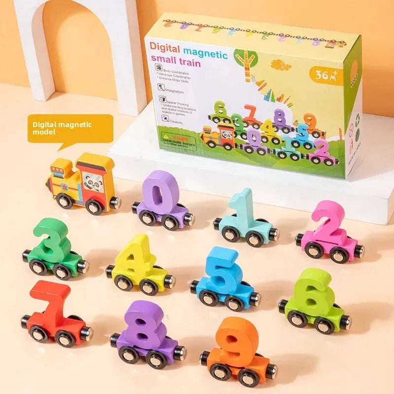TrainBright Montessori Magnetic Wooden Train Set – Learn Colours & Numbers Through Play