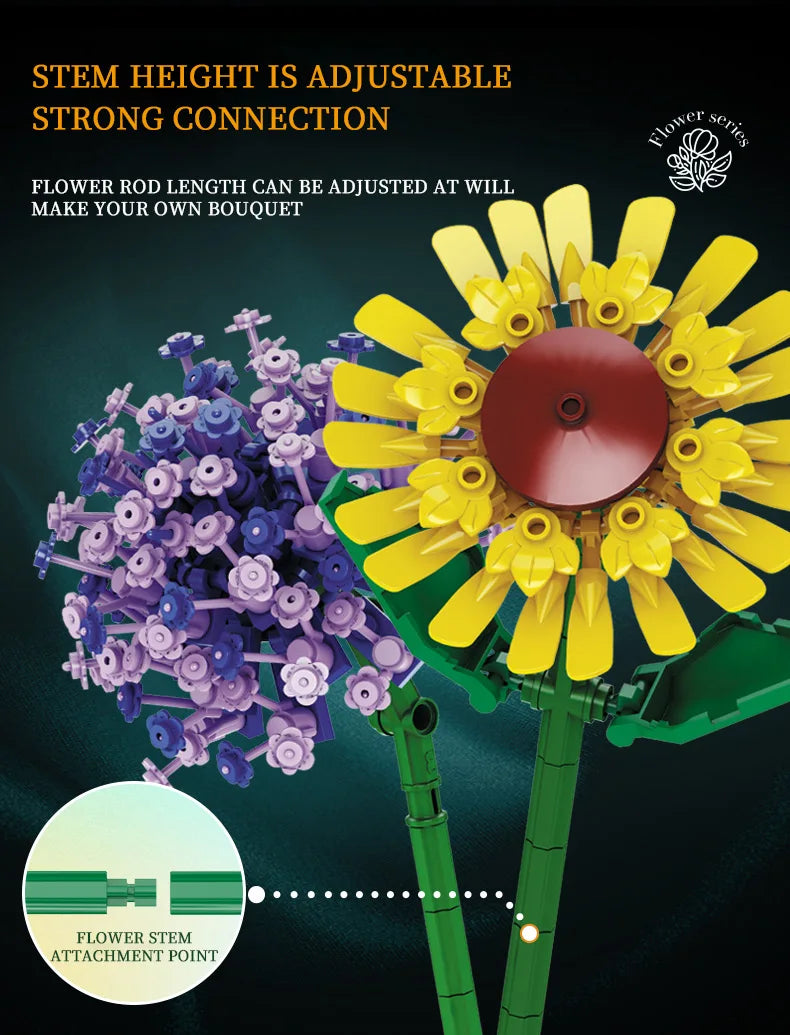 1009PCS Sunflower Building Blocks | Creative Floral DIY Gift Set