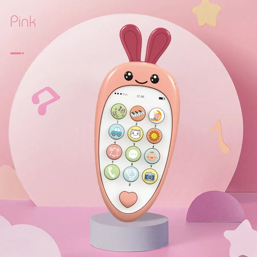 TinyTalk Baby Phone Toy with Teether for Sensory Play, Teething Relief, and Early Learning
