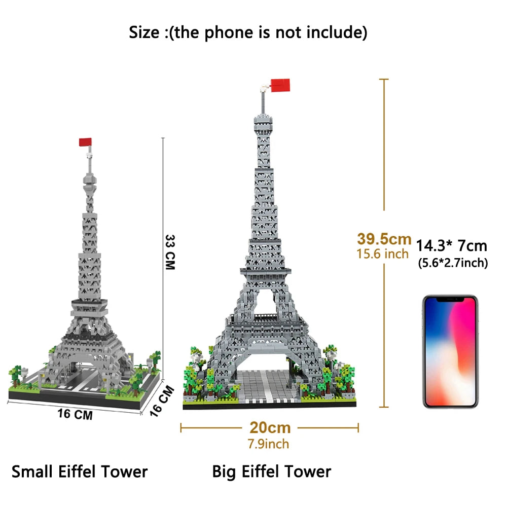 Mini Eiffel Tower Building Blocks Set with LED Light – Paris Model Kit