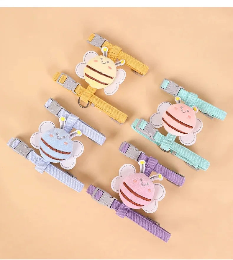 different Adjustable cartoon bee cat harness set for small pets
