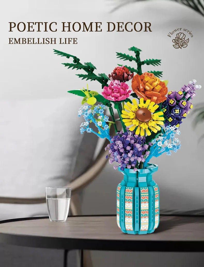 1009PCS Sunflower Building Blocks | Creative Floral DIY Gift Set
