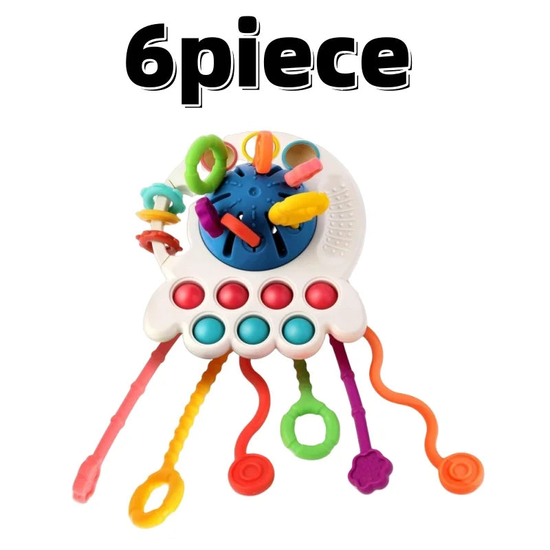 TeetheTrek Baby Sensory Push-Pull Teething Toy – Motor Skill Development for Infants