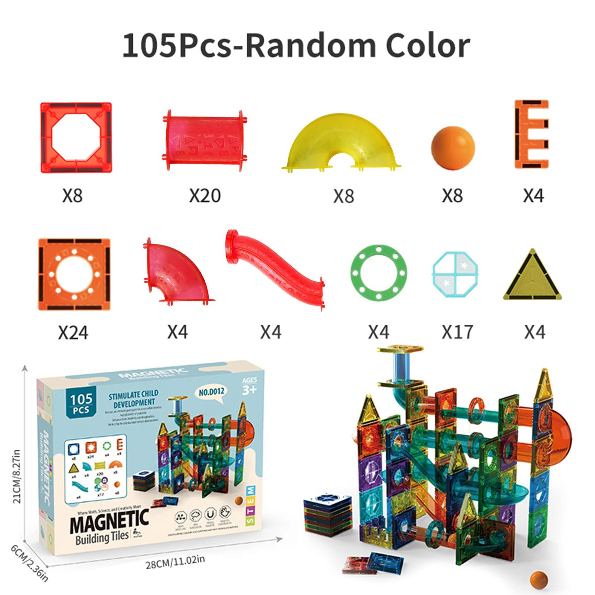 MarbleMaze™ Magnetic Marble Run Tiles – 45-200 PCS STEM Building Set for Kids