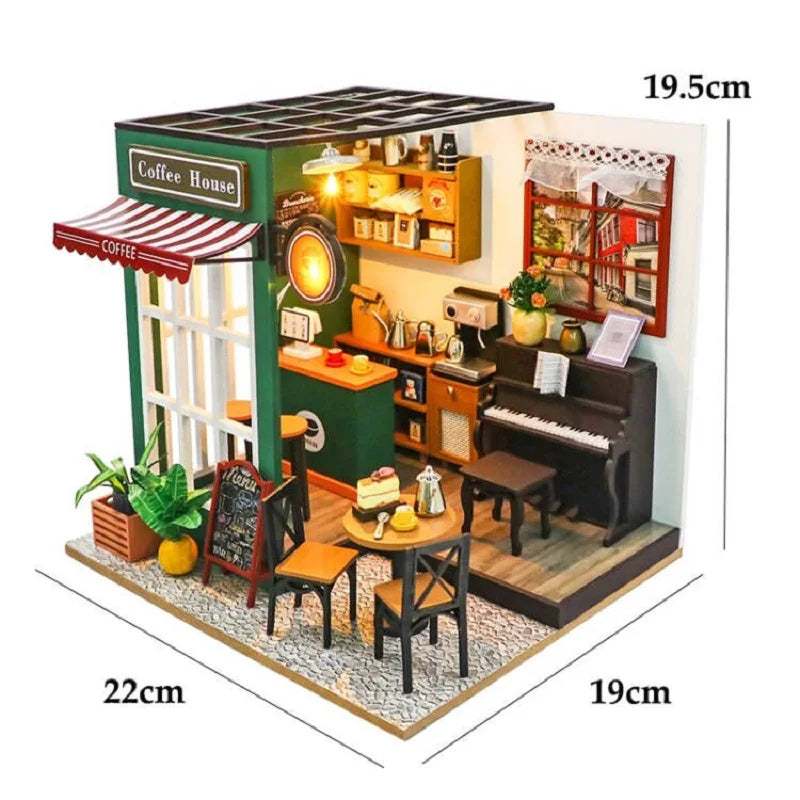 DIY Wooden Café Puzzle | 3D Dollhouse Kit for Creative Kids