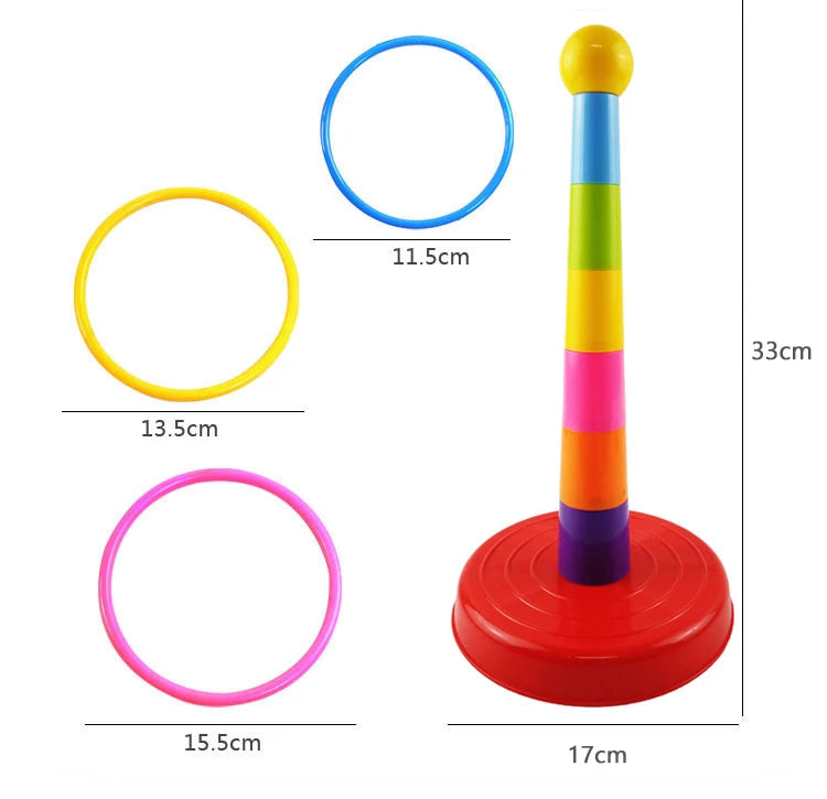 Safe BPA-free ring toss and stacking toy designed for children aged 3+