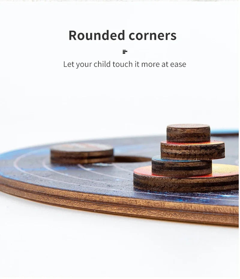 OrbitQuest™ Movable Wooden Solar System Puzzle – STEM Brain Teaser for Kids