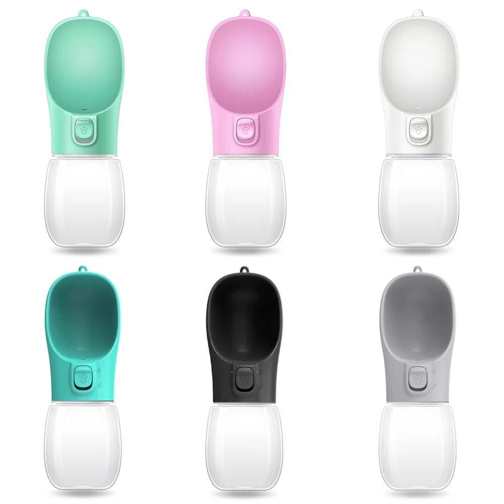 Portable Dog Water Bottle with leakproof design and built-in water tray for pets