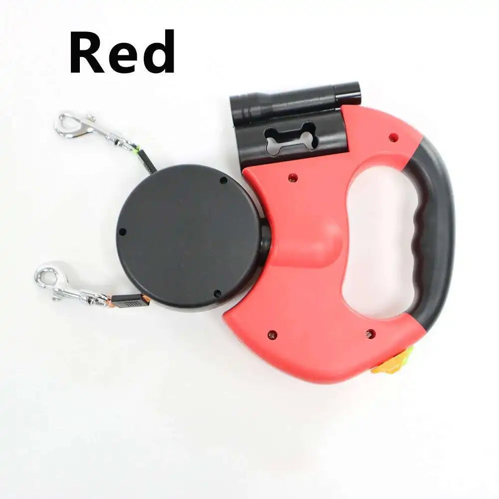Angle-Free Dual Retractable Leash with LED, 360° Tangle-Free Swivel