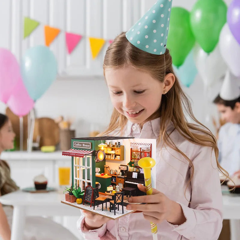 Child-friendly building kit for mini coffee shop